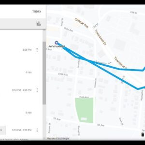 Google timeline for March 27 (mobility from my house to grocery shop and the Michigan Tech Campus). 